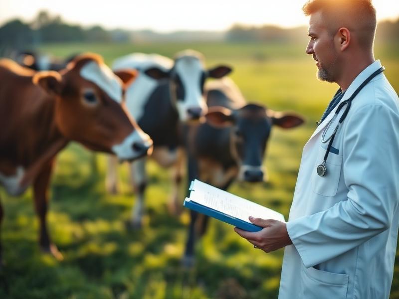 Veterinário avaliando gado